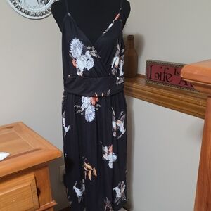 Chic Black Floral Midi Dress